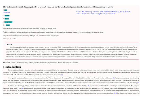 (PDF) The influence of recycled aggregates from precast elements on the ...