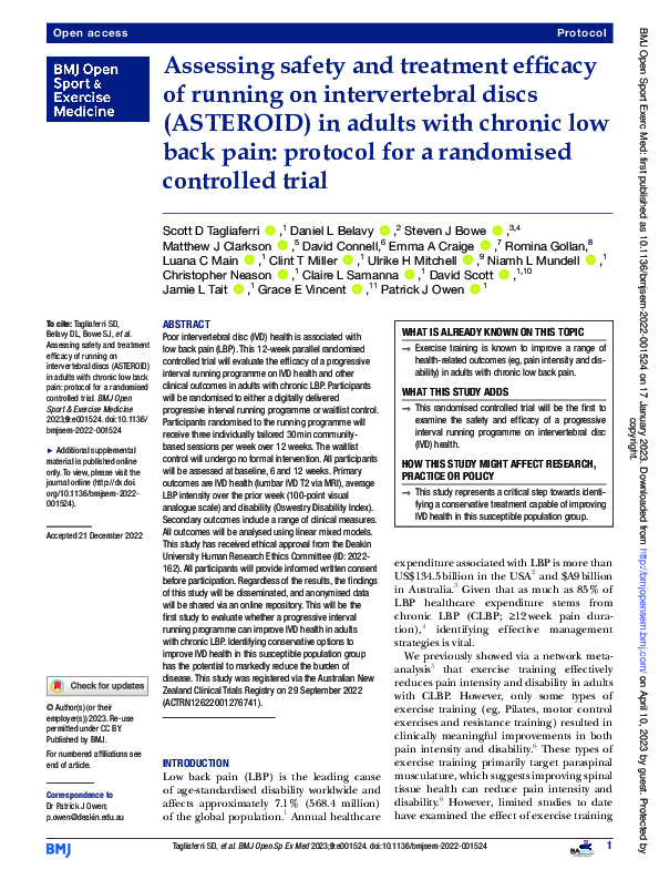 (PDF) Assessing safety and treatment efficacy of running on ...
