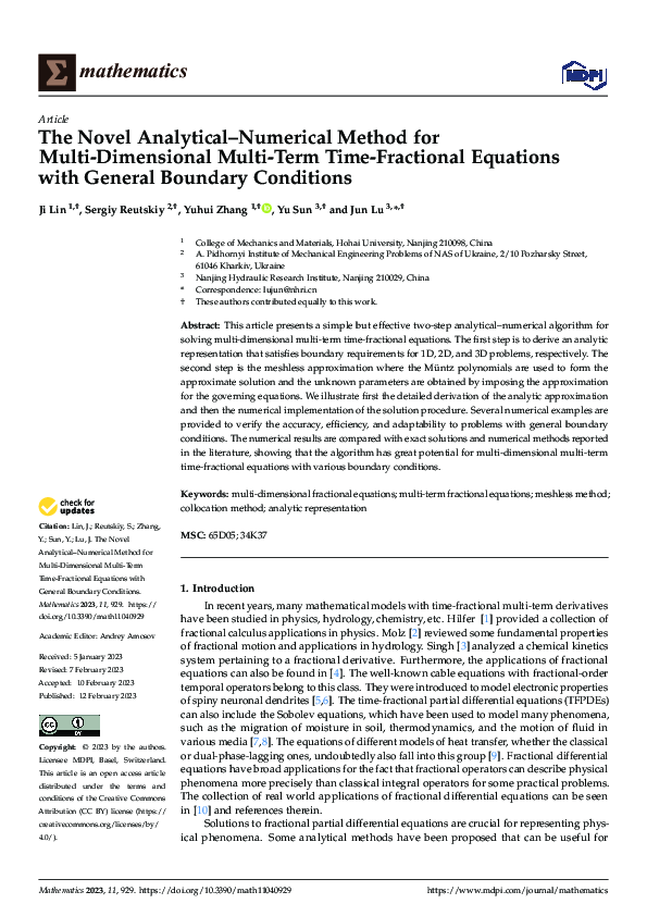 (PDF) The Novel Analytical–Numerical Method for Multi-Dimensional Multi ...