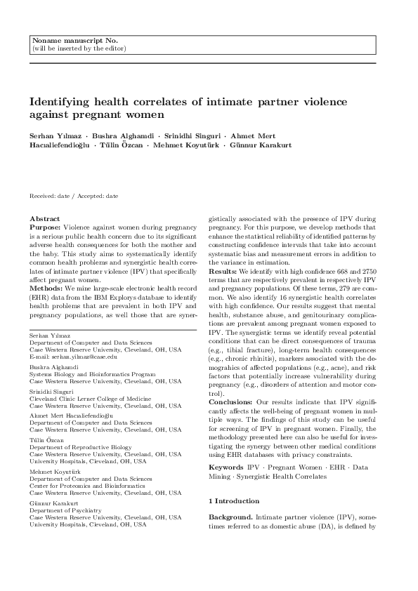 (PDF) Identifying health correlates of intimate partner violence ...