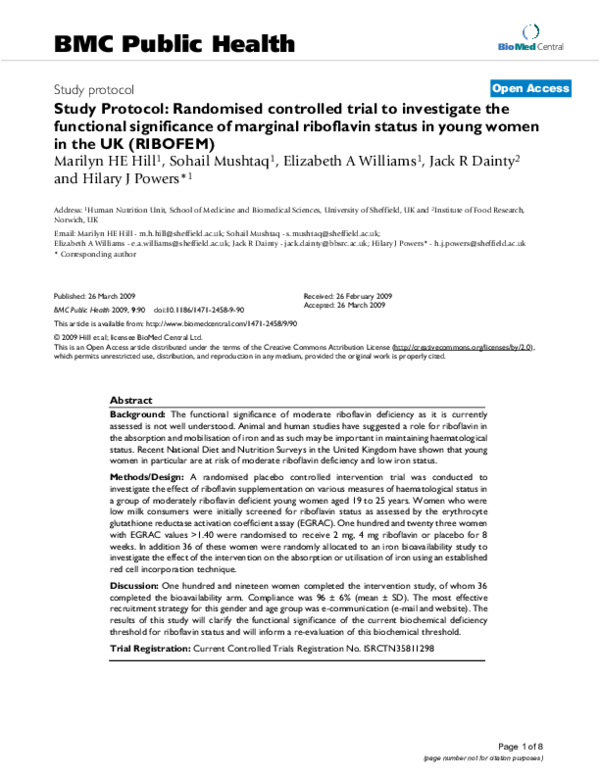 (PDF) Study Protocol: Randomised controlled trial to investigate the ...