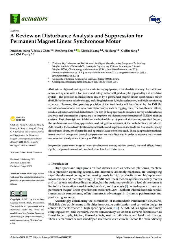 (PDF) A Review on Disturbance Analysis and Suppression for Permanent ...
