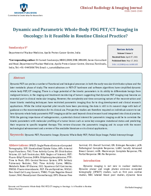 (PDF) Dynamic and Parametric Whole-Body FDG PET/CT Imaging in Oncology ...