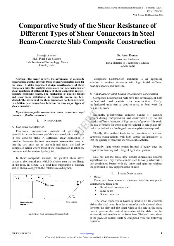 (PDF) Comparative Study of the Shear Resistance of Different Types of