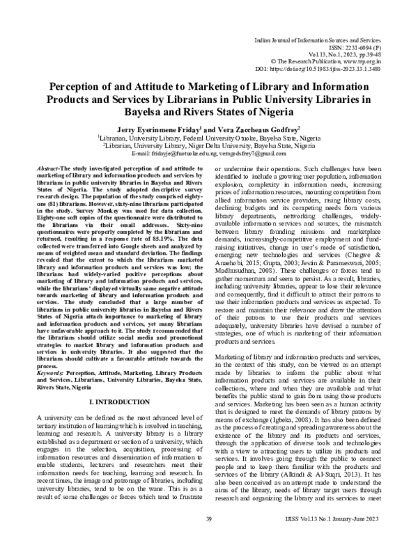 (PDF) Perception of and Attitude to Marketing of Library and ...