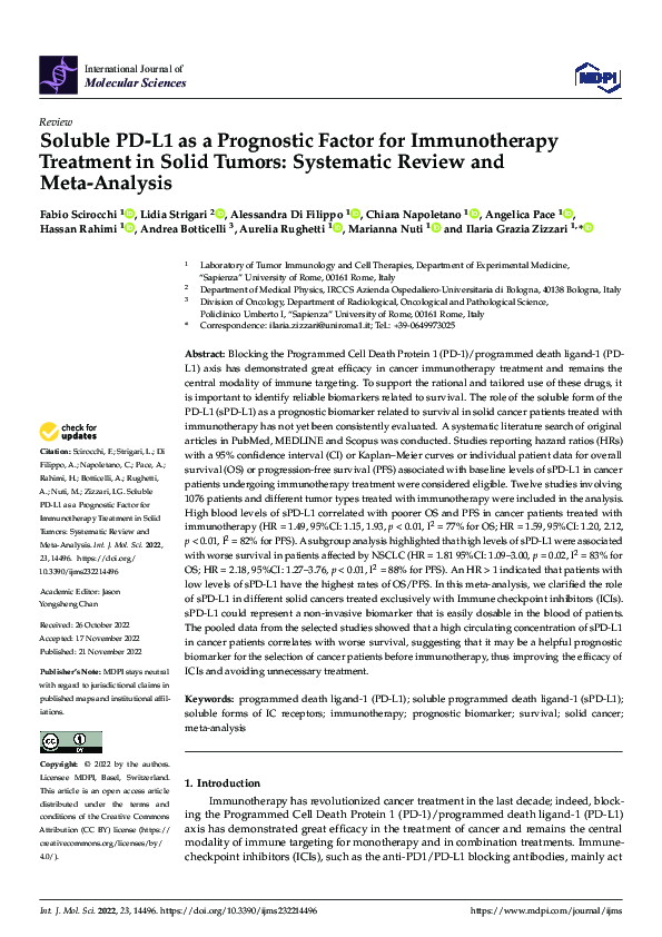 (PDF) Soluble PD-L1 as a Prognostic Factor for Immunotherapy Treatment ...