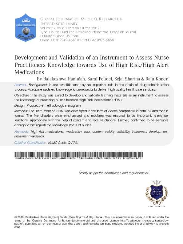 (PDF) Development and Validation of an Instrument to Assess Nurse ...