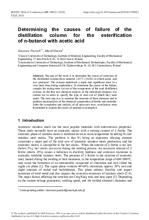 (PDF) Determining the causes of failure of the distillation column for ...