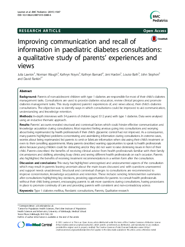 (PDF) Improving communication and recall of information in paediatric ...