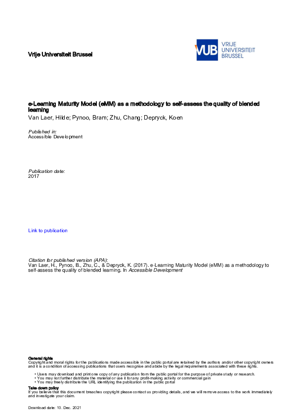 (PDF) e-Learning Maturity Model (eMM) as a methodology to self-assess ...