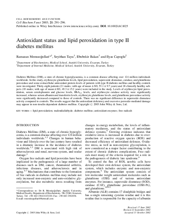 (PDF) Antioxidant status and lipid peroxidation in type II diabetes ...