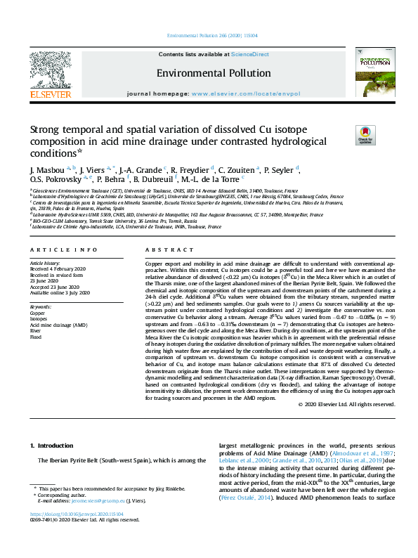 (PDF) Strong temporal and spatial variation of dissolved Cu isotope ...