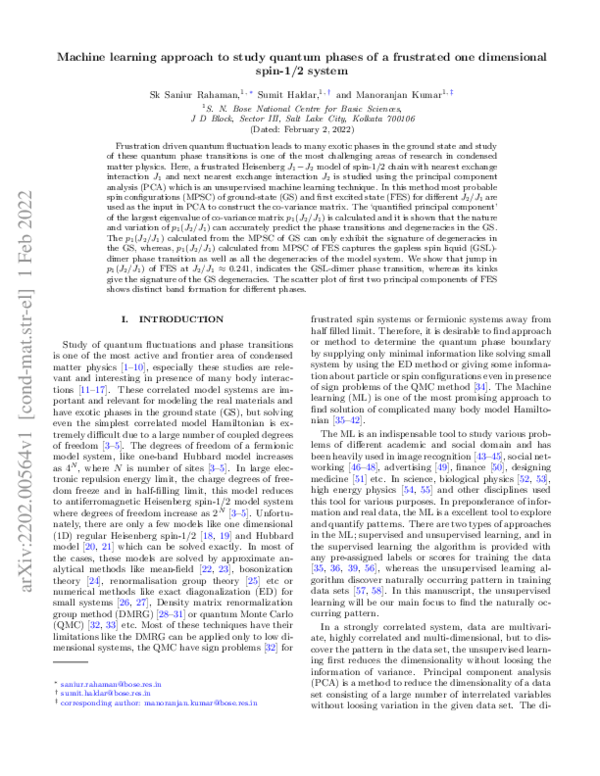 (PDF) Machine learning approach to study quantum phase transitions of a ...