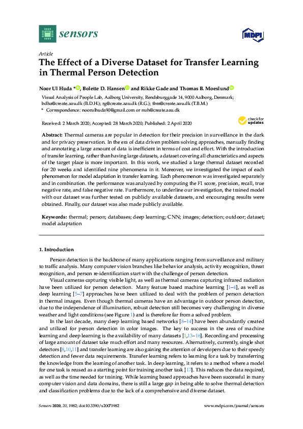 (PDF) The Effect of a Diverse Dataset for Transfer Learning in Thermal ...