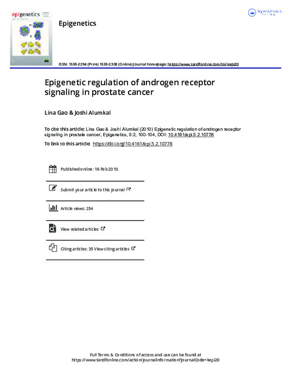 (PDF) Epigenetic regulation of androgen receptor signaling in prostate ...
