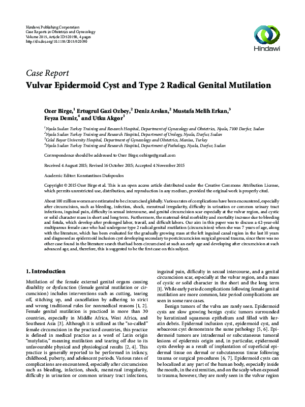 (PDF) Vulvar Epidermoid Cyst and Type 2 Radical Genital Mutilation ...