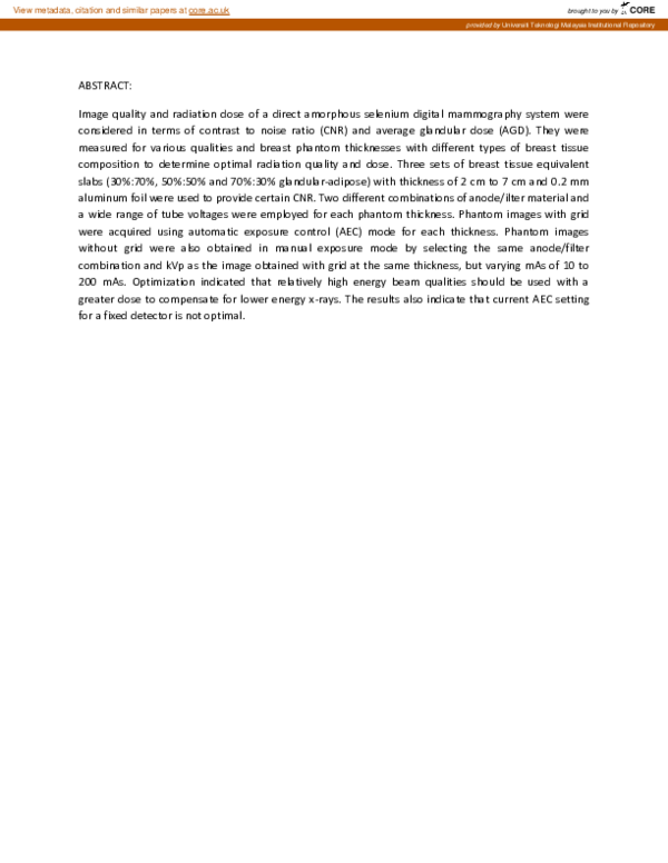 (PDF) Image Quality and Radiation Dose Assessment of a Digital ...