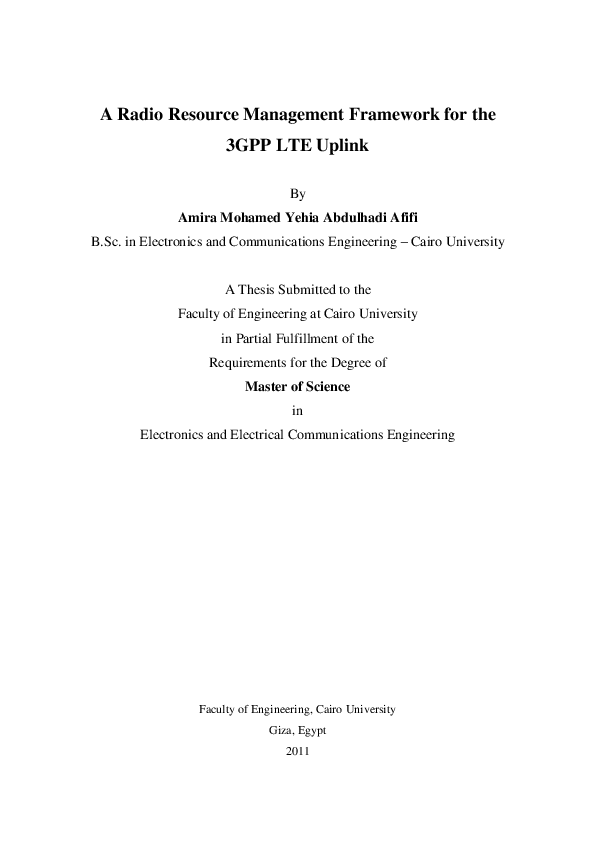 (PDF) A Radio Resource Management Framework for the 3 GPP LTE Uplink