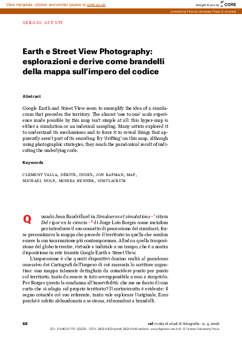 (PDF) Earth e Street View Photography: esplorazioni e derive come ...