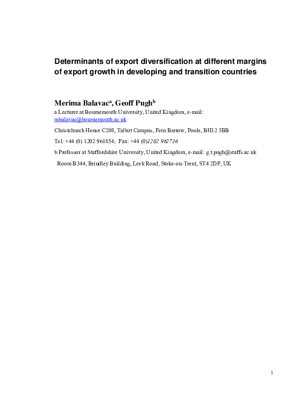 (PDF) Determinants of export diversification at different margins of ...