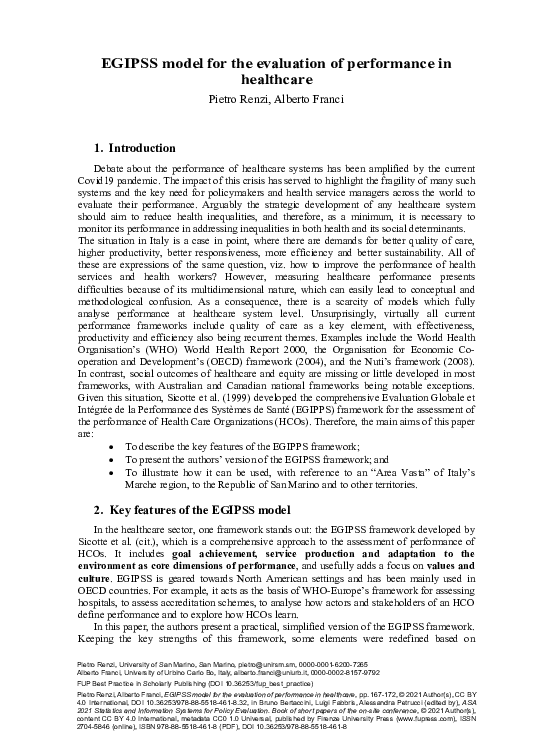 (PDF) EGIPSS model for the evaluation of performance in healthcare