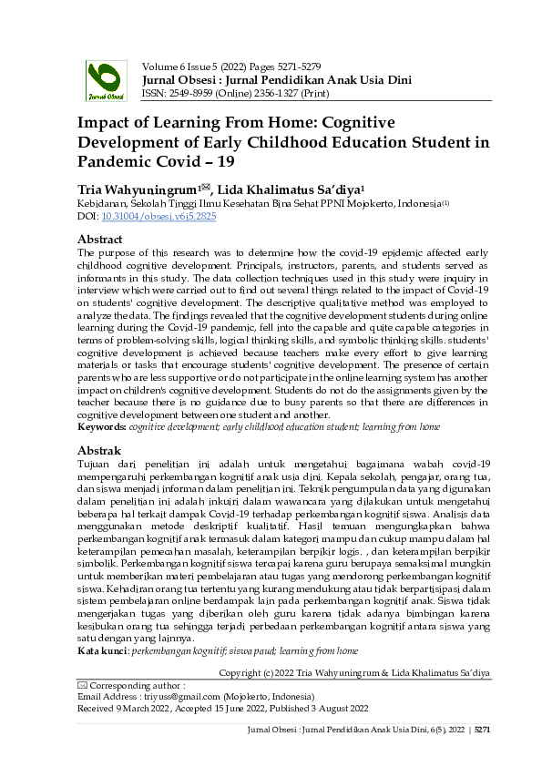 (PDF) Impact of Learning From Home: Cognitive Development of Early ...