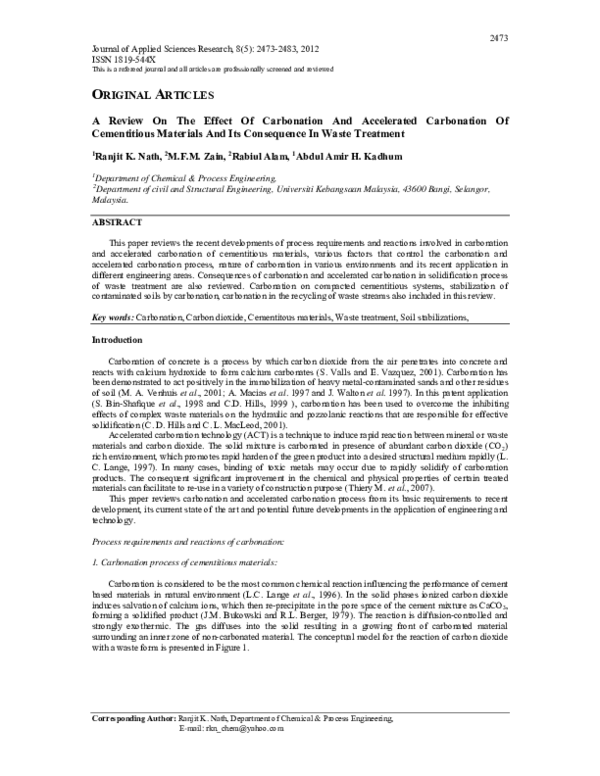 (PDF) A review on the effect of carbonation and accelerated carbonation ...
