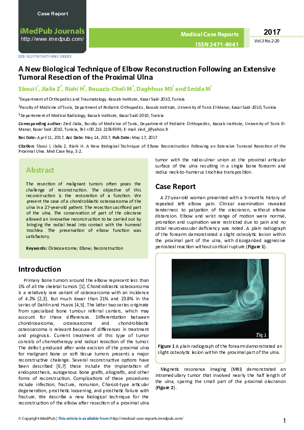 (PDF) A New Biological Technique of Elbow Reconstruction Following an ...