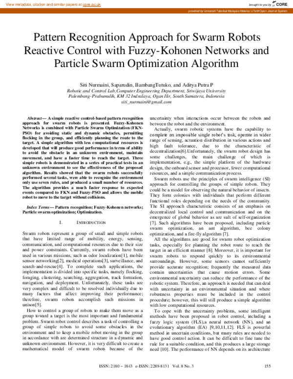 (PDF) Pattern Recognition Approach for Swarm Robots Reactive Control ...