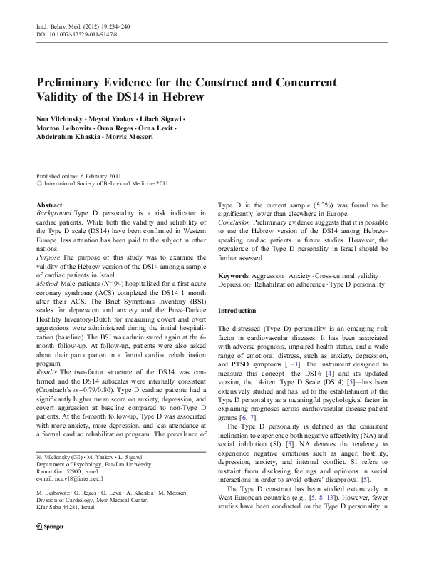 (PDF) Preliminary Evidence for the Construct and Concurrent Validity of ...