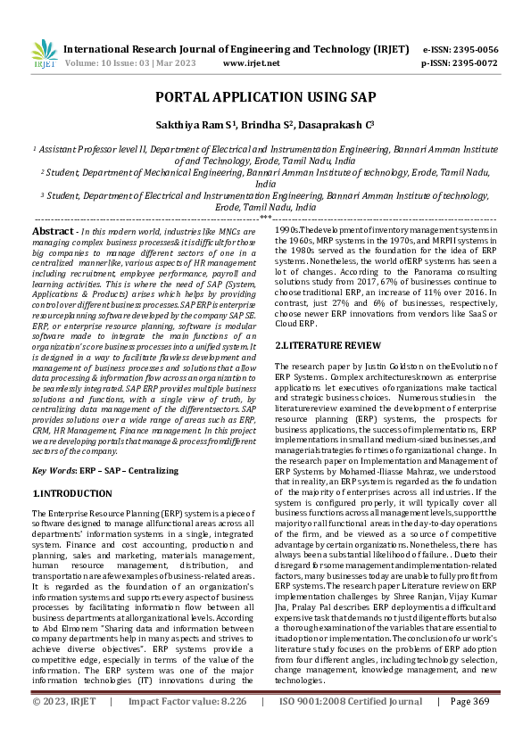 (PDF) PORTAL APPLICATION USING SAP