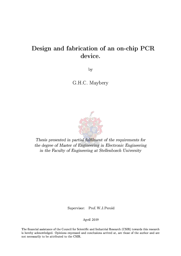 (PDF) Design and fabrication of an on-chip PCR device