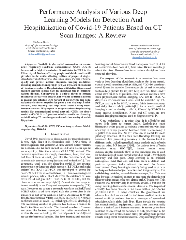 (PDF) Performance Analysis of Various Deep Learning Models for ...
