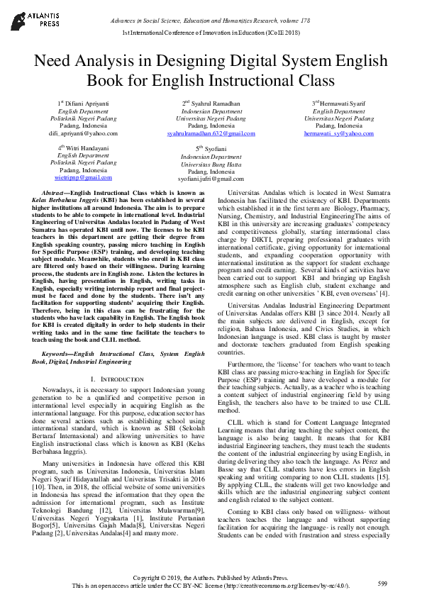 (PDF) Need Analysis in Designing Digital System English Book for ...