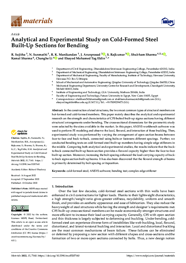 (PDF) Analytical and Experimental Study on Cold-Formed Steel Built-Up ...