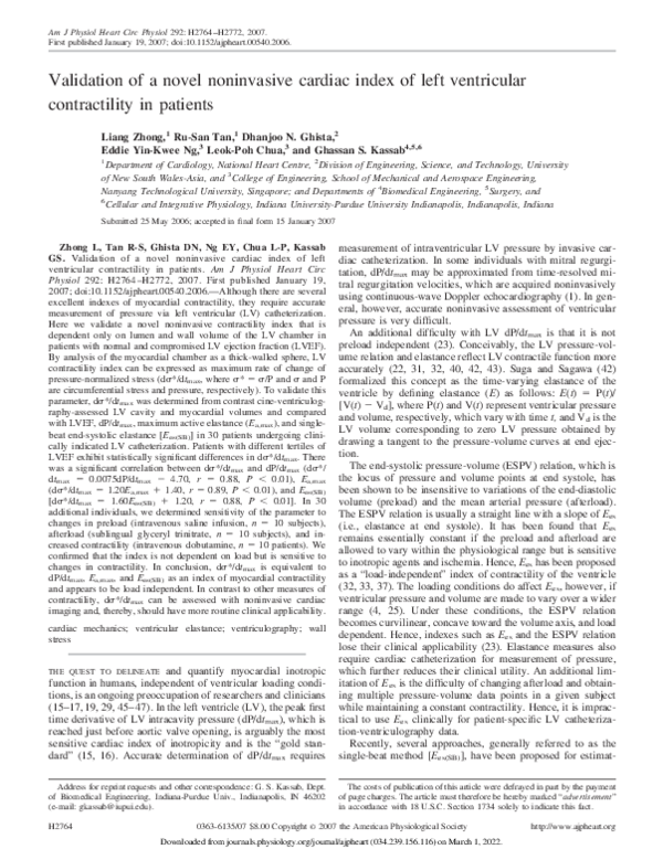 (PDF) Validation of a novel noninvasive cardiac index of left ...