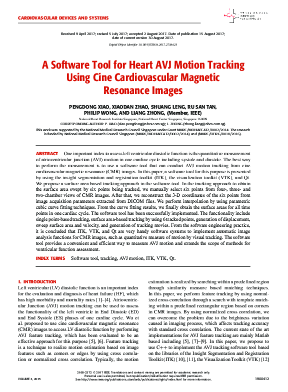 (PDF) A Software Tool for Heart AVJ Motion Tracking Using Cine ...