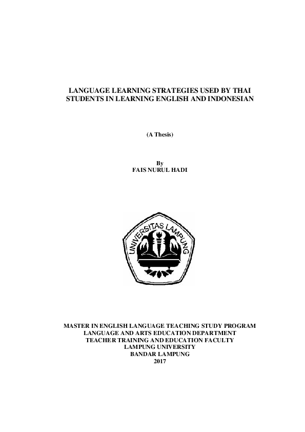 (PDF) Language Learning Strategies Used By Thai Students In Learning ...