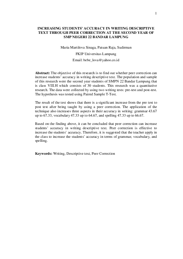 (PDF) Increasing Studentsâ€™ Accuracy in Writing Descriptive