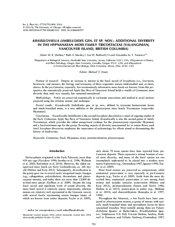 (PDF) Krassiloviella limbelloides gen. et sp. nov.: Additional ...