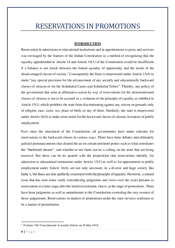 (PDF) Reservations in Promotions