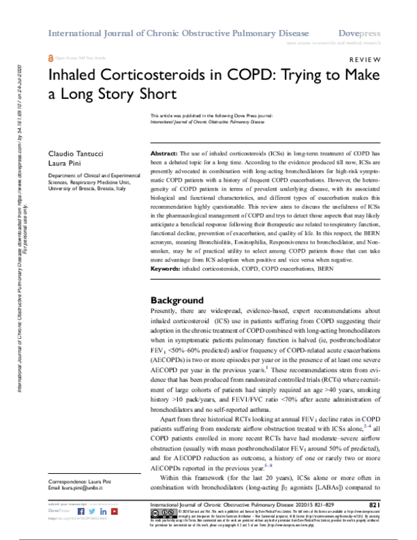 (PDF) Inhaled Corticosteroids in COPD: Trying to Make a Long Story Short