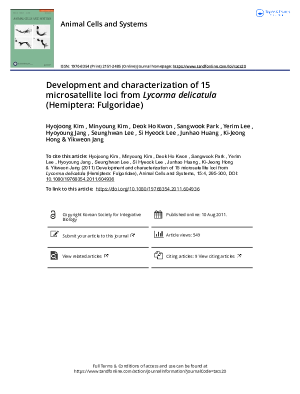 (PDF) Development and characterization of 15 microsatellite loci ...