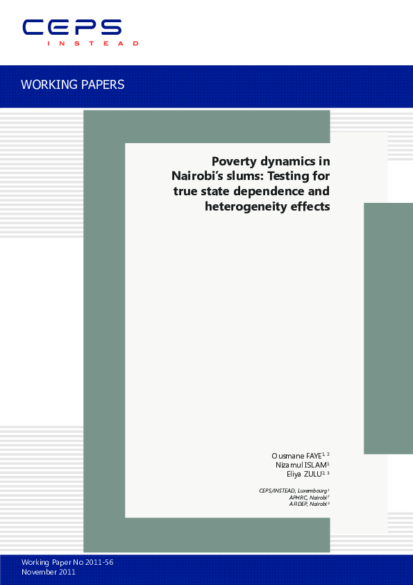(PDF) Poverty Dynamics in Nairobi’s Slums: Testing for True State ...