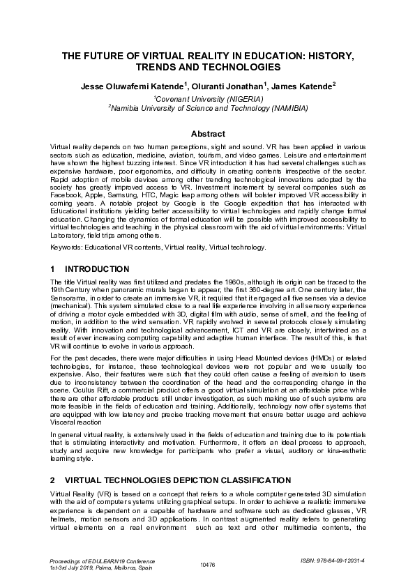 (PDF) The Future of Virtual Reality in Education: History, Trends and ...
