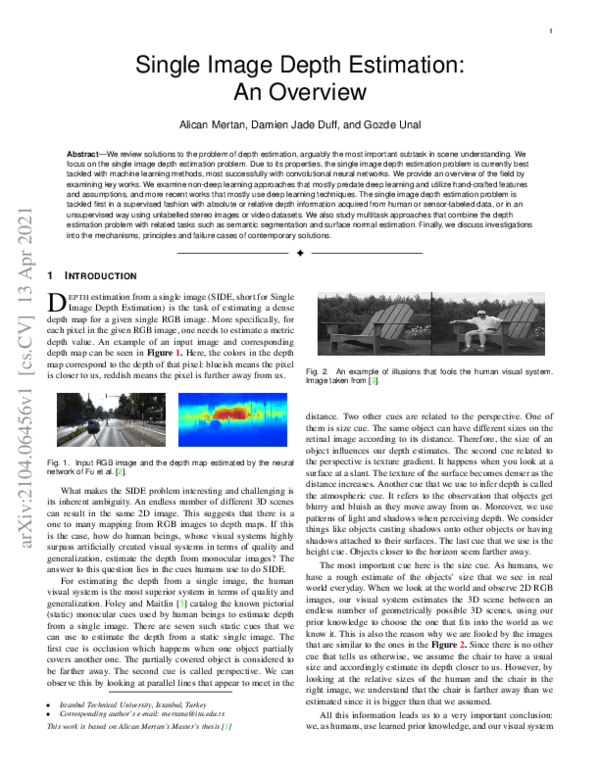 (PDF) Single image depth estimation: An overview