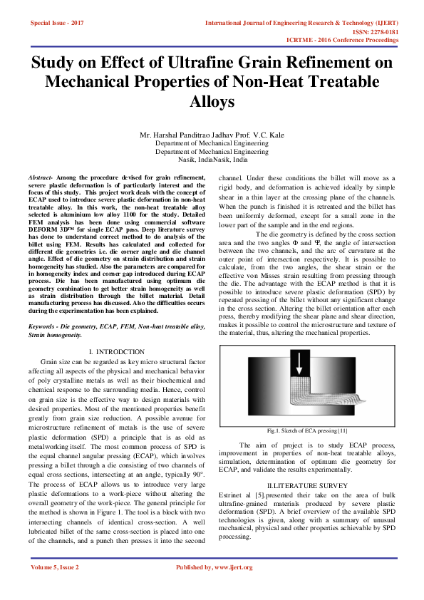 (PDF) Study on Effect of Ultrafine Grain Refinement on Mechanical ...