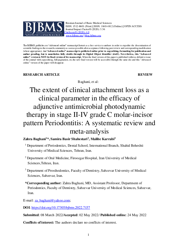 (PDF) Clinical attachment loss in the use of adjunctive antimicrobial photodynamic therapy in