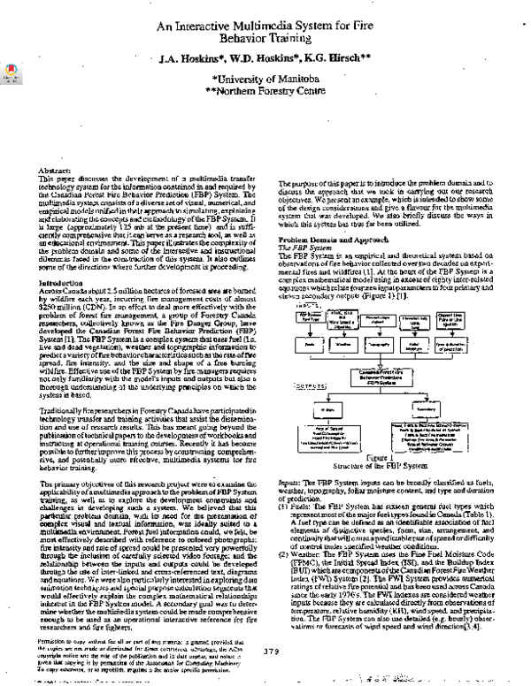 (PDF) An interactive multimedia system for fire behavior training