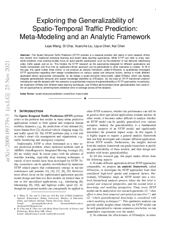 (PDF) Exploring the Generalizability of Spatio-Temporal Traffic ...